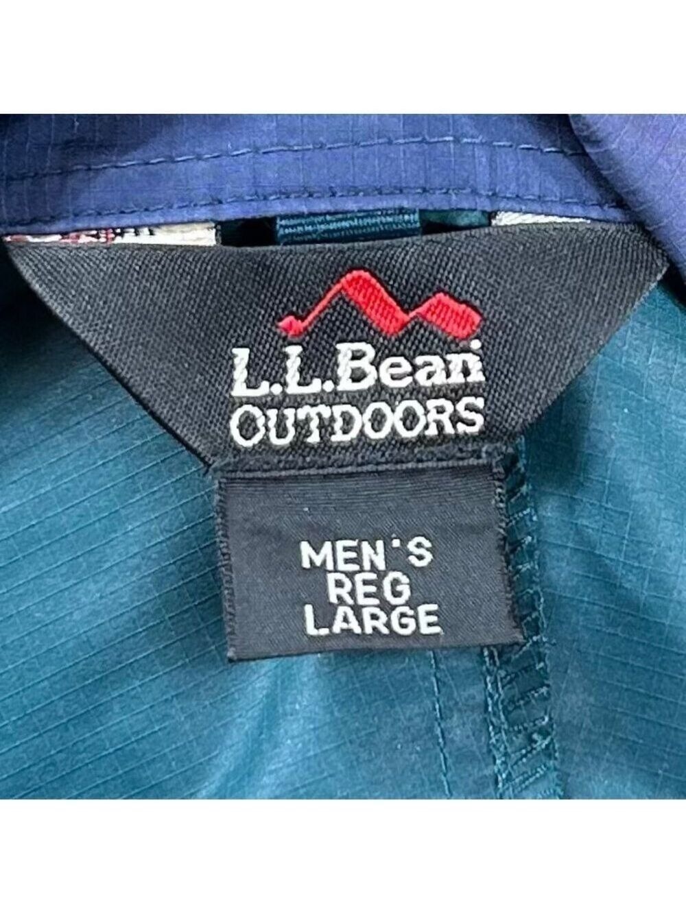 L.L. Bean Men's Blue Teal Full Zip Nylon Packable Windbreaker Size L - Picture 8 of 14